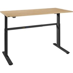 Schreibtisch Bexxstar, elektrisch höhenverstellbar, Rechteck, C-Fuß, B 1600 x T 800 x H 725-1185 mm, Eiche/schwarz Schreibtisch Bexxstar, elektrisch höhenverstellbar, Rechteck, C-Fuß, B 1600 x T 800 x H 725-1185 mm, Eiche/schwarz