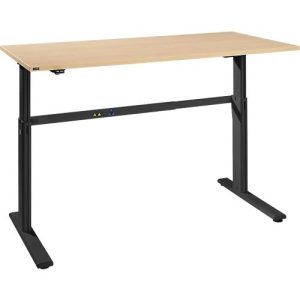 Schreibtisch Bexxstar, elektrisch höhenverstellbar, Rechteck, C-Fuß, B 1800 x T 800 x H 725-1185 mm, Ahorn/schwarz Schreibtisch Bexxstar, elektrisch höhenverstellbar, Rechteck, C-Fuß, B 1800 x T 800 x H 725-1185 mm, Ahorn/schwarz