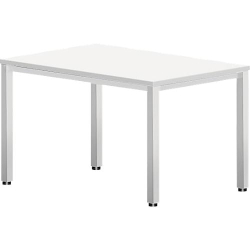 Schreibtisch Bexxstar, Rechteck, 4-Fuß Quadratrohr, B 1200 x T 800 x H 740 mm, weiß/chromsilber