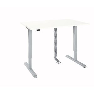 Schreibtisch, elektrisch höhenverstellbar, inkl. Kabelkette & Kabelkanal, Rechteck, T-Fuß, B 1200 x T 800 x H 715-1205 mm, weiß/weißaluminium Schreibtisch, elektrisch höhenverstellbar, inkl. Kabelkette & Kabelkanal, Rechteck, T-Fuß, B 1200 x T 800 x H 715-1205 mm, weiß/weißaluminium