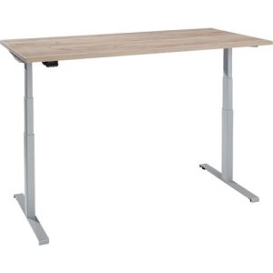Schreibtisch, elektrisch höhenverstellbar, T-Fuß, B 1200 x T 800 x H 620-1270 mm, Wildeiche/weißaluminium + Memoryschalter Schreibtisch, elektrisch höhenverstellbar, T-Fuß, B 1200 x T 800 x H 620-1270 mm, Wildeiche/weißaluminium + Memoryschalter