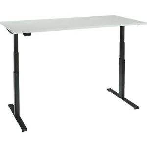 Schreibtisch, elektrisch höhenverstellbar, T-Fuß, B 1600 x T 800 x H 620-1270 mm, lichtgrau/schwarz + Memoryschalter Schreibtisch, elektrisch höhenverstellbar, T-Fuß, B 1600 x T 800 x H 620-1270 mm, lichtgrau/schwarz + Memoryschalter