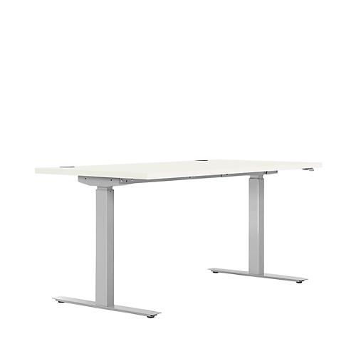 Schreibtisch ERGO DRIVE ED 470, elektrisch höhenverstellbar, Rechteck, T-Fuß, B 1600 x T 800 x H 692-1147 mm, weiß/lichtgrau