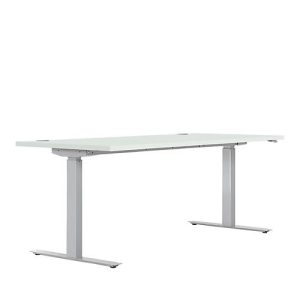 Schreibtisch ERGO DRIVE ED 470, elektrisch höhenverstellbar, Rechteck, T-Fuß, B 1800 x T 800 x H 692-1147 mm, lichtgrau/weißaluminium RAL 9006 Schreibtisch ERGO DRIVE ED 470, elektrisch höhenverstellbar, Rechteck, T-Fuß, B 1800 x T 800 x H 692-1147 mm, lichtgrau/weißaluminium RAL 9006