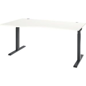 Schreibtisch ERGO-T 2.0, Freiform, Ansatz links, T-Fuß, B 1800 x T 1000/800 x H 675-895 mm, weiß/anthrazit Schreibtisch ERGO-T 2.0, Freiform, Ansatz links, T-Fuß, B 1800 x T 1000/800 x H 675-895 mm, weiß/anthrazit