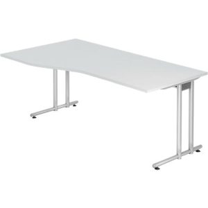 Schreibtisch JENA, C-Fuß, Freiform, B 1800 x T 1000 x H 720 mm, lichtgrau Schreibtisch JENA, C-Fuß, Freiform, B 1800 x T 1000 x H 720 mm, lichtgrau