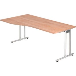 Schreibtisch JENA, C-Fuß, Freiform, B 1800 x T 1000 x H 720 mm, Nussbaum-Dekor Schreibtisch JENA, C-Fuß, Freiform, B 1800 x T 1000 x H 720 mm, Nussbaum-Dekor