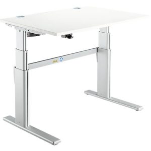 Schreibtisch Komfort, elektrisch höhenverstellbar, Rechteck, C-Fuß, B 1200 x T 800 x H 655-1305 mm, weiß/weißaluminium RAL 9006 Schreibtisch Komfort, elektrisch höhenverstellbar, Rechteck, C-Fuß, B 1200 x T 800 x H 655-1305 mm, weiß/weißaluminium RAL 9006