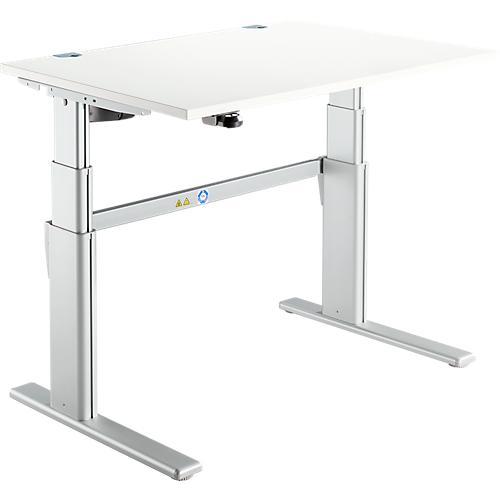 Schreibtisch Komfort, elektrisch höhenverstellbar, Rechteck, C-Fuß, B 1200 x T 800 x H 655-1305 mm, weiß/weißaluminium RAL 9006
