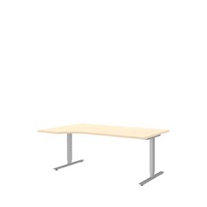 Schreibtisch mit Ansatz BARI, T-Fuß, Ansatz links, B 1800 x T 1000/800 x H 680-820 mm, Ahorn/Alu Schreibtisch mit Ansatz BARI, T-Fuß, Ansatz links, B 1800 x T 1000/800 x H 680-820 mm, Ahorn/Alu