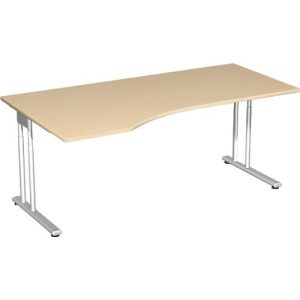 Schreibtisch mit Ansatz PALENQUE, C-Fuß, Freiform, links, B 1800 x T 1000/800 x H 680-820 mm, Ahorn-Dekor Schreibtisch mit Ansatz PALENQUE, C-Fuß, Freiform, links, B 1800 x T 1000/800 x H 680-820 mm, Ahorn-Dekor