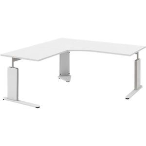 Schreibtisch mit Ansatztisch links BARI, C-Fuß, Form B, Freiform, B 1800 mm, weiß Schreibtisch mit Ansatztisch links BARI, C-Fuß, Form B, Freiform, B 1800 mm, weiß