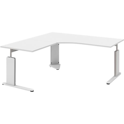 Schreibtisch mit Ansatztisch links BARI, C-Fuß, Form B, Freiform, B 1800 mm, weiß