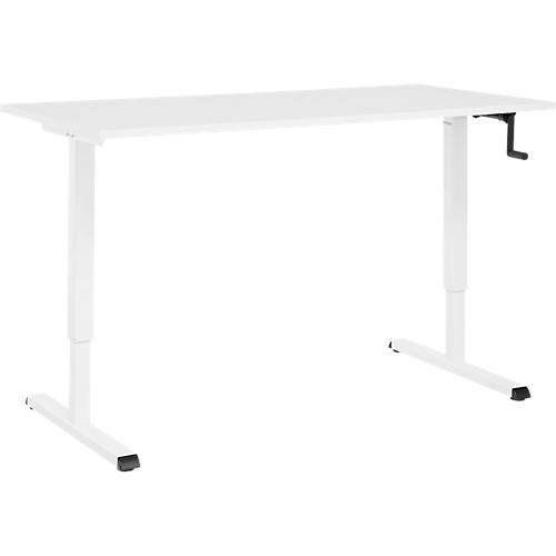 Schreibtisch Multiflex, manuell höhenverstellbar mit Kurbel, B 1600 x T 800 x H 700-1180 mm, weiß/weiß