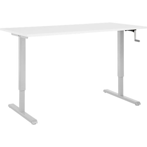 Schreibtisch Multiflex, manuell höhenverstellbar mit Kurbel, B 1600 x T 800 x H 700-1180 mm, weiß/weißalu