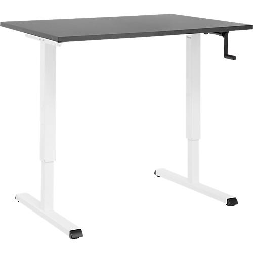 Schreibtisch Multiflex, manuell höhenverstellbar mit Kurbel, B 800 x T 800 x H 700-1180 mm, graphit/weiß