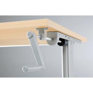 Schreibtisch Multitable, manuell höhenverstellbar, Quadrat, T-Fuß, B 800 x T 800 x H 708-1118 mm, Ahorn/weißaluminium Schreibtisch Multitable, manuell höhenverstellbar, Quadrat, T-Fuß, B 800 x T 800 x H 708-1118 mm, Ahorn/weißaluminium