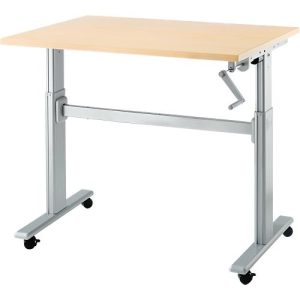 Schreibtisch Multitable, manuell höhenverstellbar, Rechteck, T-Fuß, B 1200 x T 800 x H 708-1118 mm, Ahorn/weißaluminium Schreibtisch Multitable, manuell höhenverstellbar, Rechteck, T-Fuß, B 1200 x T 800 x H 708-1118 mm, Ahorn/weißaluminium