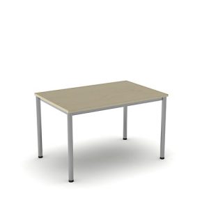 Schreibtisch NEVADA, 4-Fuß, Rechteck, Rundrohr, B 1200 x T 800 x H 720 mm, Ahorn/alusilber Schreibtisch NEVADA, 4-Fuß, Rechteck, Rundrohr, B 1200 x T 800 x H 720 mm, Ahorn/alusilber