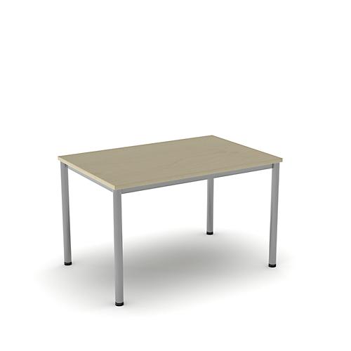 Schreibtisch NEVADA, 4-Fuß, Rechteck, Rundrohr, B 1200 x T 800 x H 720 mm, Ahorn/alusilber