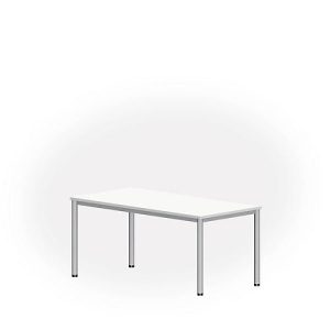 Schreibtisch NEVADA, 4-Fuß, Rechteck, Rundrohr, B 1600 x T 800 x H 740 mm, weiß/alusilber Schreibtisch NEVADA, 4-Fuß, Rechteck, Rundrohr, B 1600 x T 800 x H 740 mm, weiß/alusilber