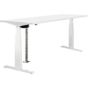 Schreibtisch NEVADA, elektrisch höhenverstellbar, Rechteck, T-Fuß, B 1800 x T 800 x H 640-1300 mm, weiß/weißaluminium RAL 9006 Schreibtisch NEVADA, elektrisch höhenverstellbar, Rechteck, T-Fuß, B 1800 x T 800 x H 640-1300 mm, weiß/weißaluminium RAL 9006
