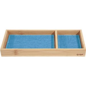 Schreibtisch Organizer Sigel Eyestyle, rechteckig, 2 Fächer, Textileinlagen aus Recycling PET, hellblau/dunkelgrau, B 245 x T 109 x H 25 mm, Bambusholz Schreibtisch Organizer Sigel Eyestyle, rechteckig, 2 Fächer, Textileinlagen aus Recycling PET, hellblau/dunkelgrau, B 245 x T 109 x H 25 mm, Bambusholz
