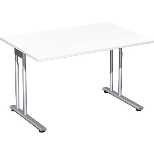 Schreibtisch PALENQUE, C-Fuß, Rechteck, B 1200 x T 800 x H 680-820 mm, weiß