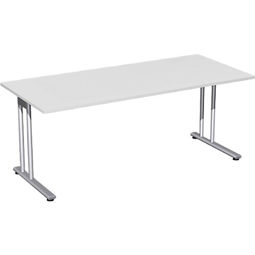 Schreibtisch PALENQUE, C-Fuß, Rechteck, B 1800 x T 800 x H 720 mm, lichtgrau