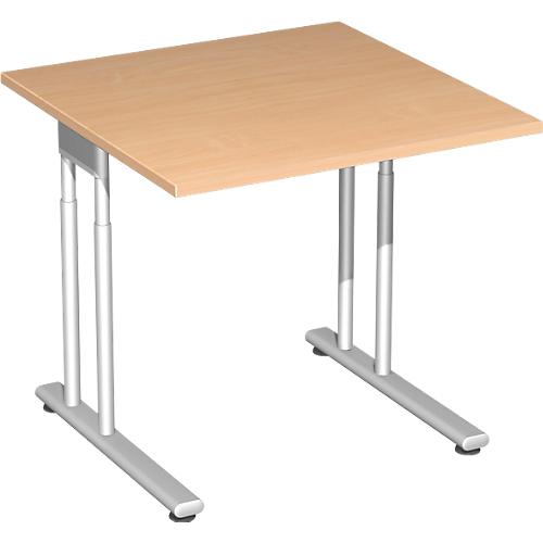 Schreibtisch PALENQUE, C-Fuß, Rechteck, B 800 x T 800 x H 680-820 mm, Buche