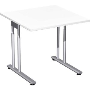 Schreibtisch PALENQUE, C-Fuß, Rechteck, B 800 x T 800 x H 680-820 mm, weiß Schreibtisch PALENQUE, C-Fuß, Rechteck, B 800 x T 800 x H 680-820 mm, weiß