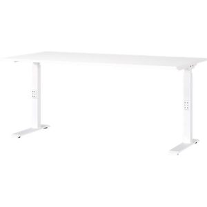 Schreibtisch Porto, mechanisch höheneinstellbar, C-Fuß, B 1600 x T 800 x H 680-910 mm, weiß/weiß Schreibtisch Porto, mechanisch höheneinstellbar, C-Fuß, B 1600 x T 800 x H 680-910 mm, weiß/weiß