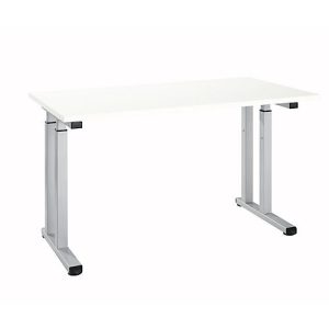 Schreibtisch Set Up, Rechteck, C-Fuß, B 1300 x T 650 x H 685-820 mm, weiß/weißaluminium Schreibtisch Set Up, Rechteck, C-Fuß, B 1300 x T 650 x H 685-820 mm, weiß/weißaluminium