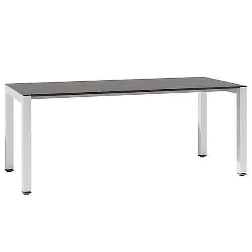 Schreibtisch SOLUS PLAY, 4-Fuß, höhenverstellbar, B 1600 x T 800 x H 720 - 820 mm, Mooreiche