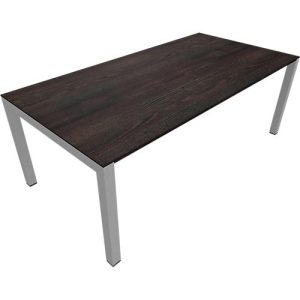 Schreibtisch SOLUS PLAY, 4-Fuß, höhenverstellbar, B 2000 x T 1000 x H 720 – 820 mm, Mooreiche Schreibtisch SOLUS PLAY, 4-Fuß, höhenverstellbar, B 2000 x T 1000 x H 720 – 820 mm, Mooreiche