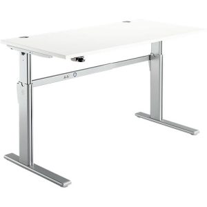 Schreibtisch Standard, elektrisch höhenverstellbar, Rechteck, C-Fuß, B 1600 x T 800 x H 725-1185 mm, weiß/weißaluminium RAL 9006