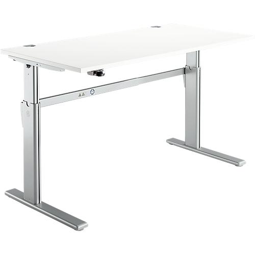 Schreibtisch Standard, elektrisch höhenverstellbar, Rechteck, C-Fuß, B 1600 x T 800 x H 725-1185 mm, weiß/weißaluminium RAL 9006