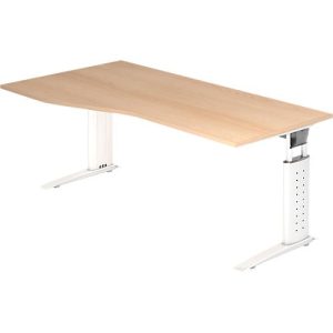 Schreibtisch TARVIS, Freiform, B 1800 x T 800/1000 x H 680-820 mm, Gestell weiß, Eiche-Dekor Schreibtisch TARVIS, Freiform, B 1800 x T 800/1000 x H 680-820 mm, Gestell weiß, Eiche-Dekor