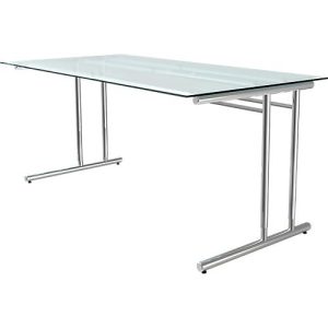 Schreibtisch Toledo, höhenverstellbar, C-Fuß, Glasplatte, B 1600 x T 800 mm Schreibtisch Toledo, höhenverstellbar, C-Fuß, Glasplatte, B 1600 x T 800 mm