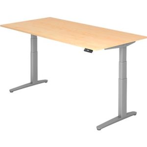 Schreibtisch TOPAS LINE, elektrisch höhenverstellbar, C-Fuß, B 2000 x T 1000 x H 650-1300 mm, Ahorn/weißaluminium + Memoryschalter, Kabelkanal Schreibtisch TOPAS LINE, elektrisch höhenverstellbar, C-Fuß, B 2000 x T 1000 x H 650-1300 mm, Ahorn/weißaluminium + Memoryschalter, Kabelkanal