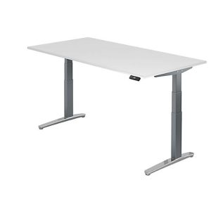 Schreibtisch TOPAS LINE, elektrisch höhenverstellbar, C-Fuß, B 2000 x T 1000 x H 650-1300 mm, weiß/graphit + Memoryschalter, Kabelkanal Schreibtisch TOPAS LINE, elektrisch höhenverstellbar, C-Fuß, B 2000 x T 1000 x H 650-1300 mm, weiß/graphit + Memoryschalter, Kabelkanal