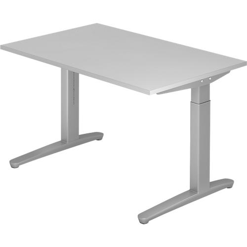 Schreibtisch TOPAS LINE, manuell höheneinstellbar, B 1200 mm, lichtgrau/silber/silber