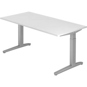 Schreibtisch TOPAS LINE, manuell höheneinstellbar, B 1600 mm, lichtgrau/silber/silber Schreibtisch TOPAS LINE, manuell höheneinstellbar, B 1600 mm, lichtgrau/silber/silber