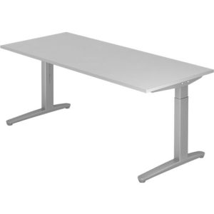 Schreibtisch TOPAS LINE, manuell höheneinstellbar, B 1800 mm, lichtgrau/silber/silber Schreibtisch TOPAS LINE, manuell höheneinstellbar, B 1800 mm, lichtgrau/silber/silber