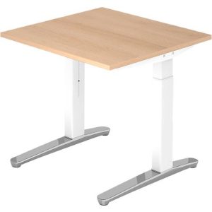Schreibtisch TOPAS LINE, manuell höheneinstellbar, B 800 mm, Eiche/weiß/alu poliert Schreibtisch TOPAS LINE, manuell höheneinstellbar, B 800 mm, Eiche/weiß/alu poliert
