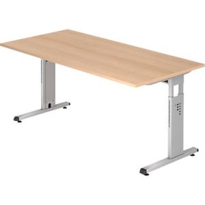 Schreibtisch ULM, C-Fuß, Rechteck, B 1600 x T 800 x H 650-850 mm, Eiche-Dekor Schreibtisch ULM, C-Fuß, Rechteck, B 1600 x T 800 x H 650-850 mm, Eiche-Dekor