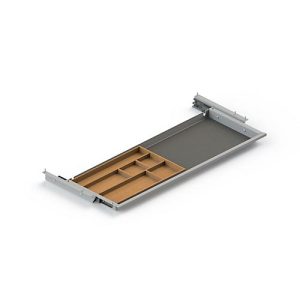 Schublade für elektrisch höhenverstellbaren Schreibtisch Elements, Metall mit Bambus-Inlay, B 759,6 x T 264,5 x H 36,5 mm, silber Schublade für elektrisch höhenverstellbaren Schreibtisch Elements, Metall mit Bambus-Inlay, B 759,6 x T 264,5 x H 36,5 mm, silber