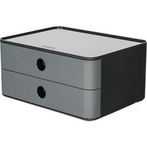 Schubladenbox HAN Allison Smart-Box, 2 Schübe mit Trennwänden, Kabelhalter, stapelbar, ABS-Kunststoff, granit-grau Schubladenbox HAN Allison Smart-Box, 2 Schübe mit Trennwänden, Kabelhalter, stapelbar, ABS-Kunststoff, granit-grau