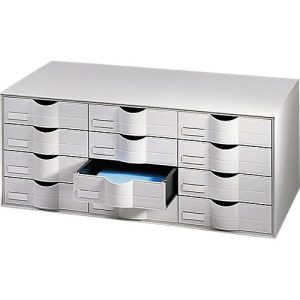 Schubladenbox Paperflow, A4, 12 Schübe, Teilauszug, geschlossene Fronten, Griffmulde & Etikettenhalter, Etiketten, B 813 x T 342 x H 329 mm, PS, grau Schubladenbox Paperflow, A4, 12 Schübe, Teilauszug, geschlossene Fronten, Griffmulde & Etikettenhalter, Etiketten, B 813 x T 342 x H 329 mm, PS, grau