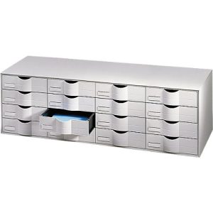 Schubladenbox Paperflow, A4, 16 Schübe, Teilauszug, geschlossene Fronten, Griffmulde & Etikettenhalter, Etiketten, B 1075 x T 342 x H 329 mm, PS, grau Schubladenbox Paperflow, A4, 16 Schübe, Teilauszug, geschlossene Fronten, Griffmulde & Etikettenhalter, Etiketten, B 1075 x T 342 x H 329 mm, PS, grau